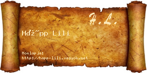 Hápp Lili névjegykártya